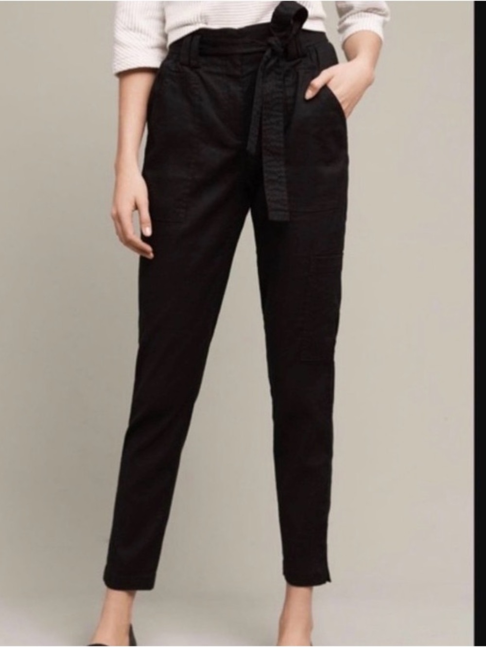 Anthropologie Elevenses High-Rise Paperbag Waist Black Pants